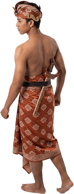 Pria mengenakan kain batik di era Hindu-Buddha